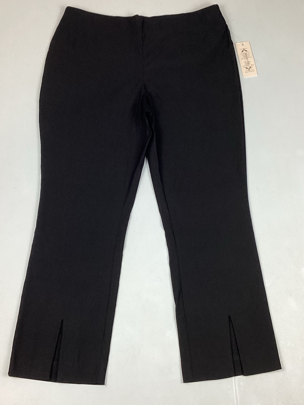 Nanette Lepore Black Pull On Stretch Front Slit Ankle Pants Size Large MSRP $78